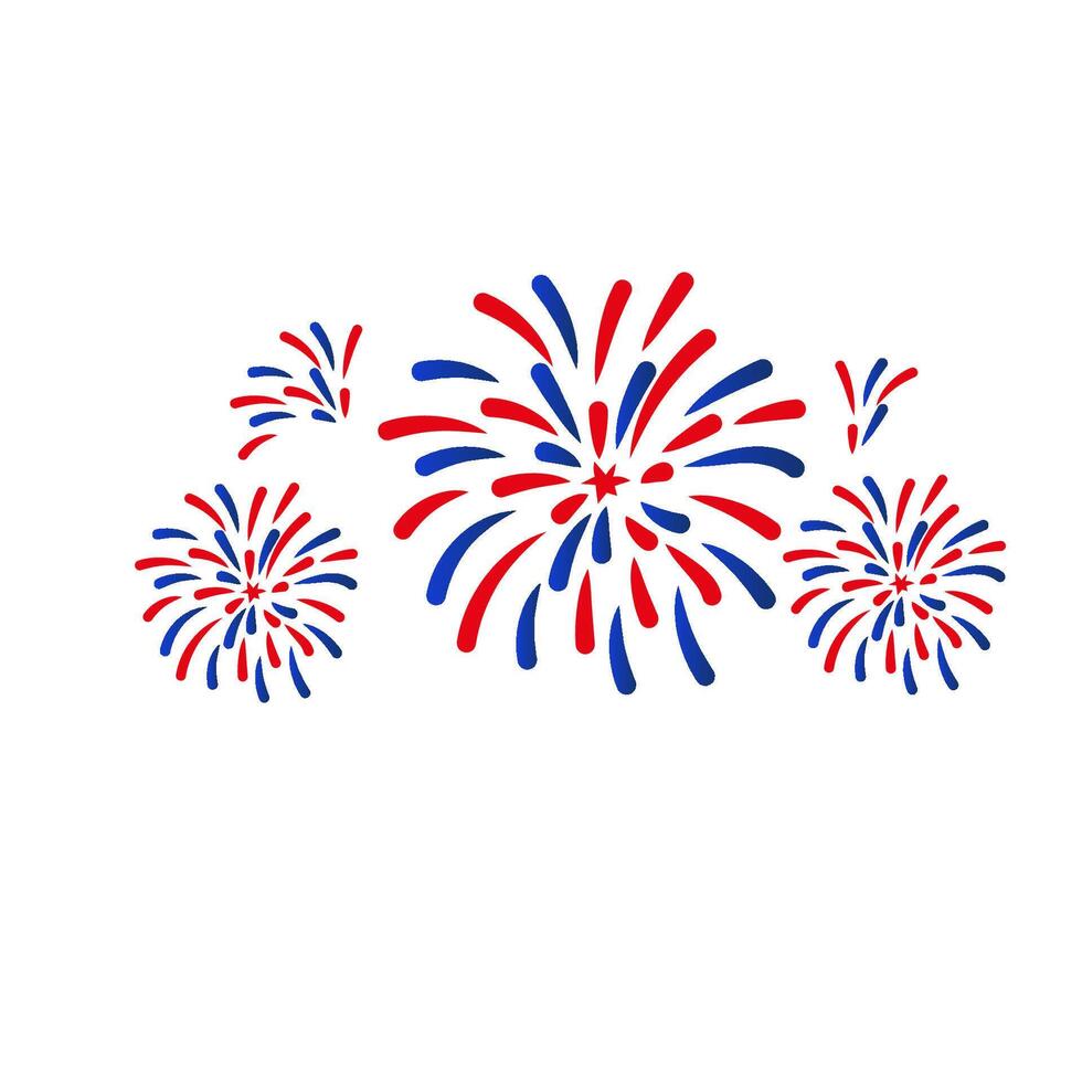 Patriotic Fireworks Red, White, Blue Celebration Display vector