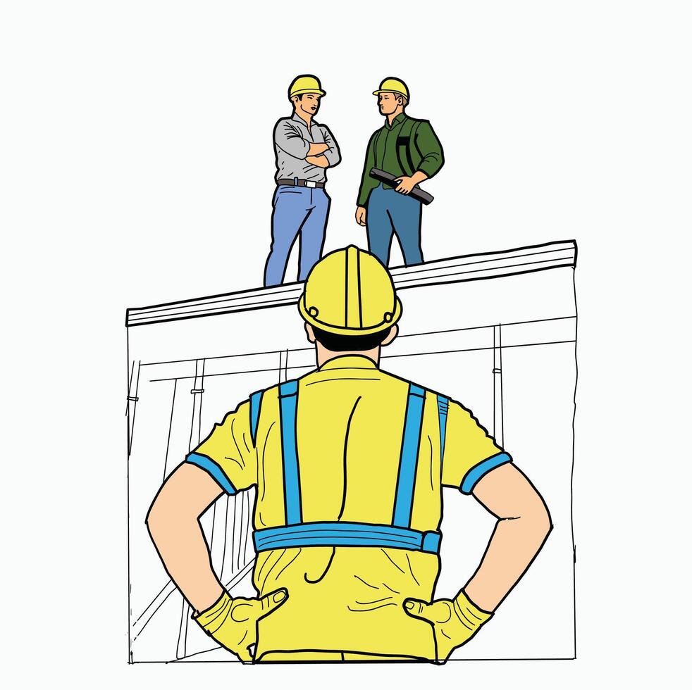 worker teamwork Construction, Building under Construction, ,infographics Construction. Cartoon Style Illustration vector