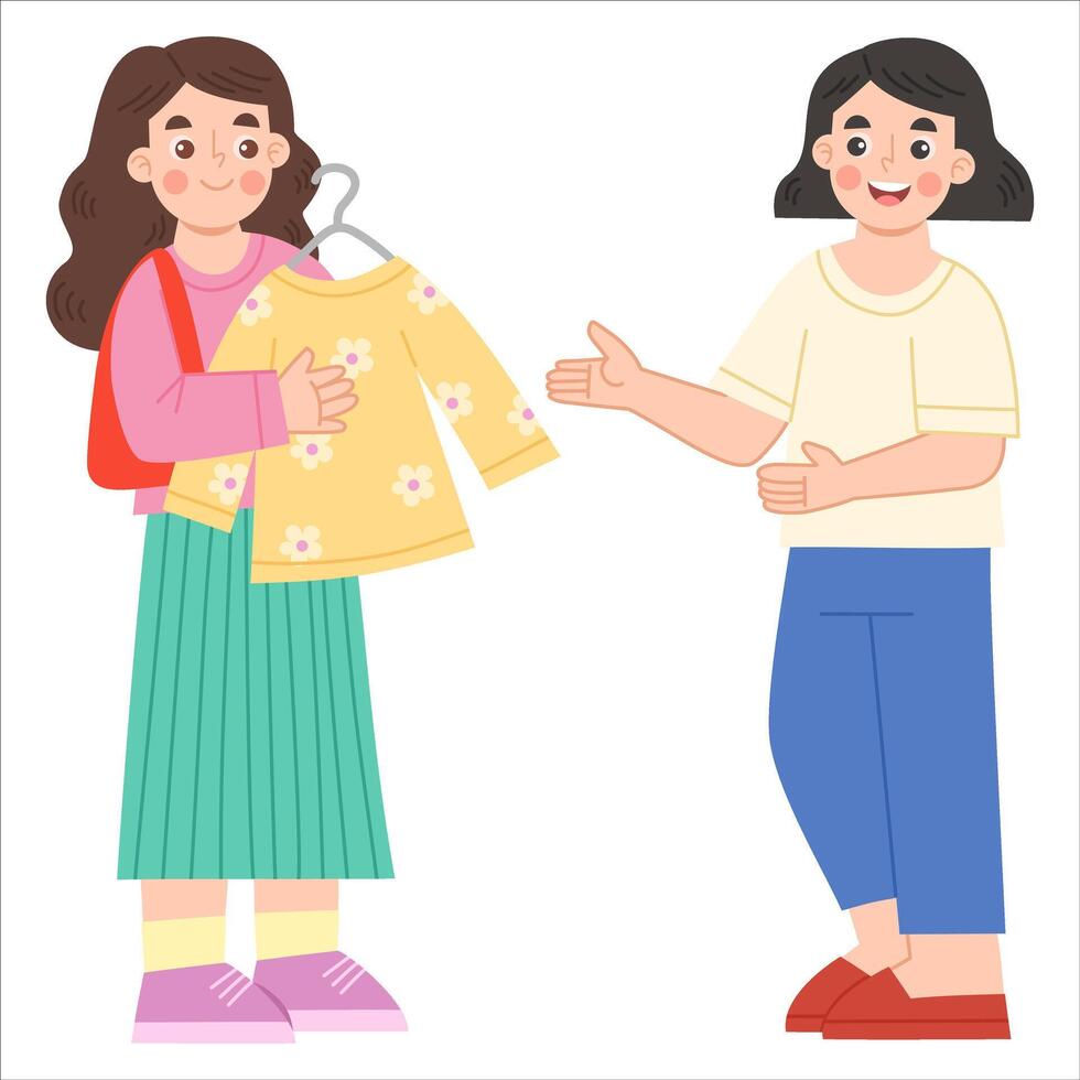 Illustration of Woman Shopping for Clothes vector