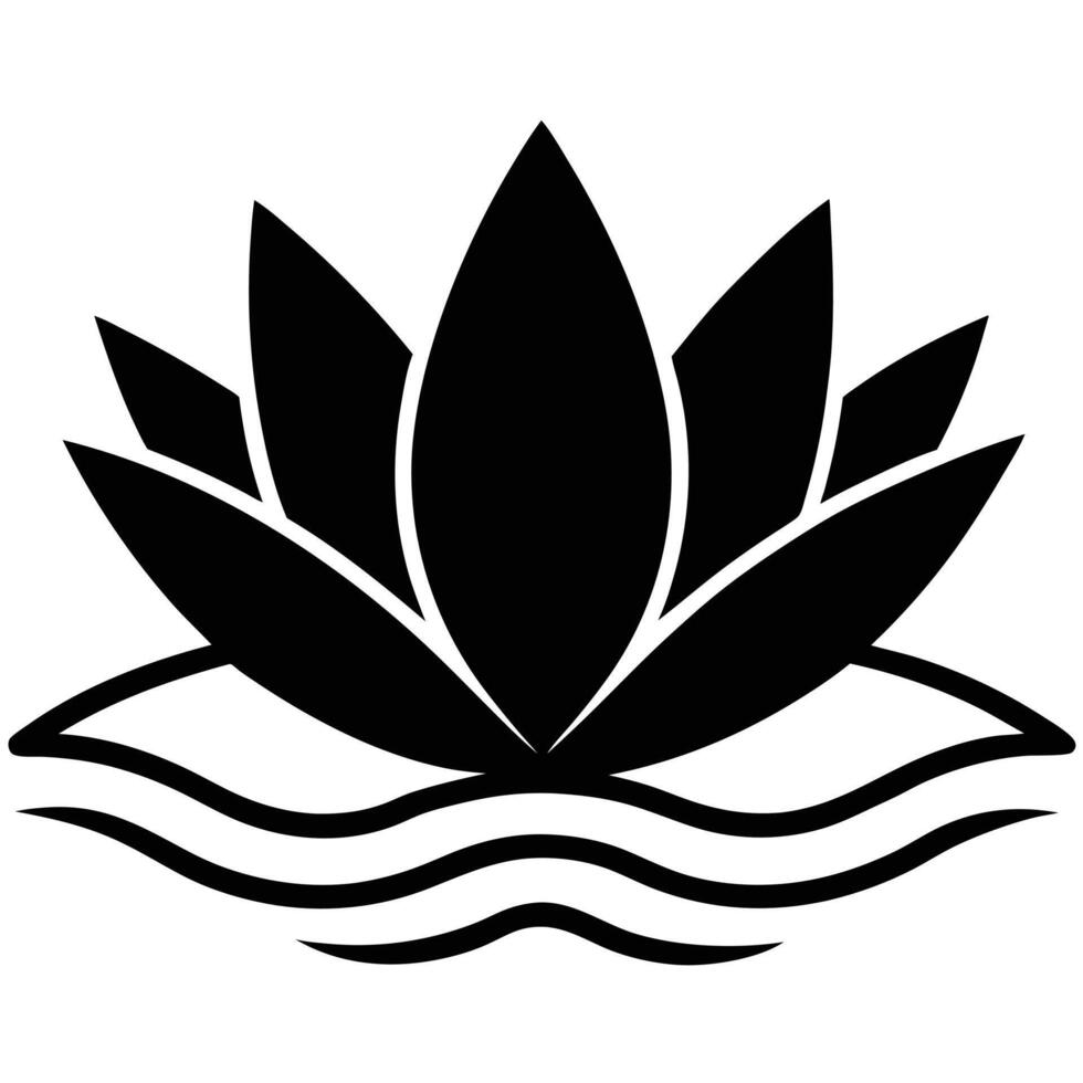 A black and white lotus flower on a white background vector