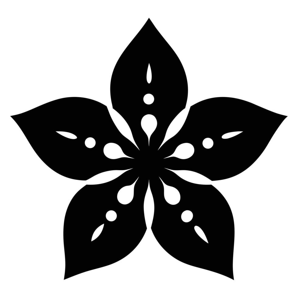 A black and white flower with dots on it vector