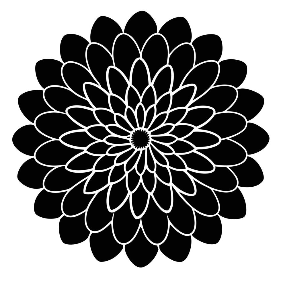 A black and white flower with a white center vector
