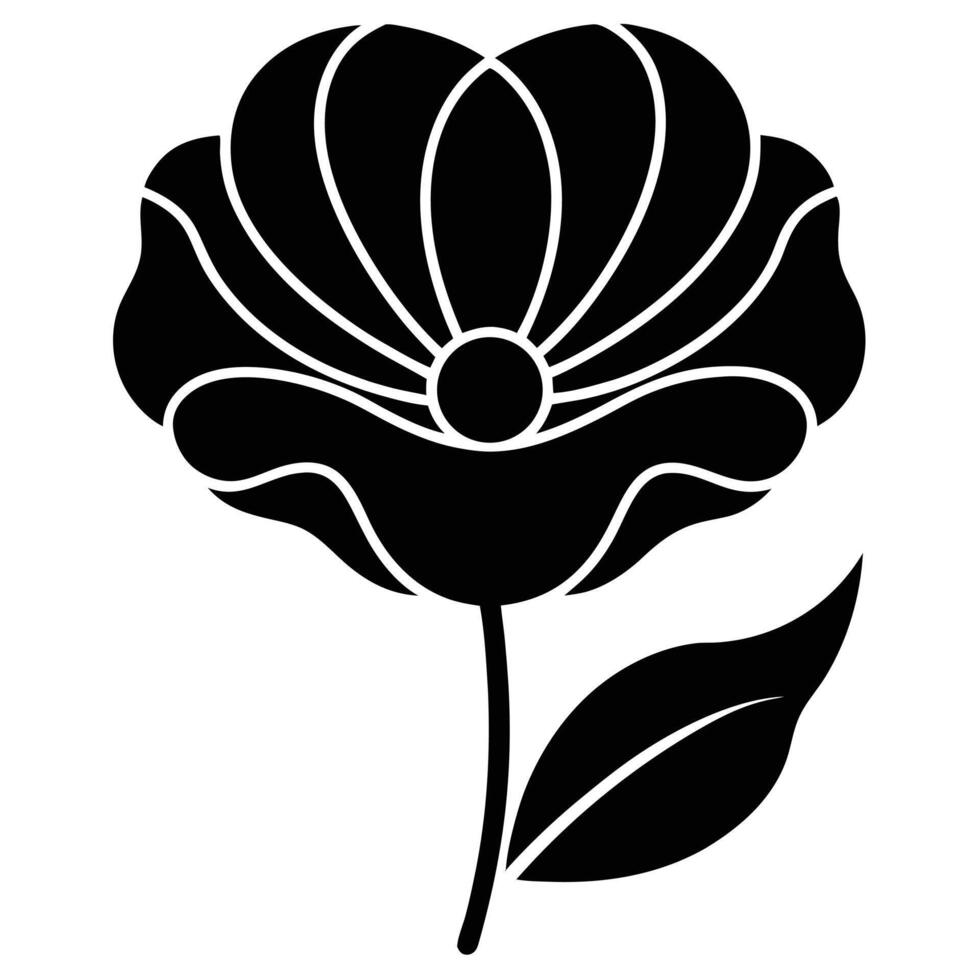 Black and white flower silhouette on a white background vector