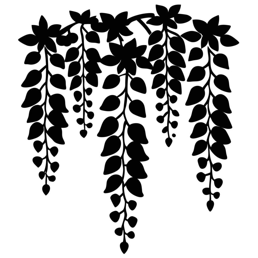 A black and white silhouette of a vine vector