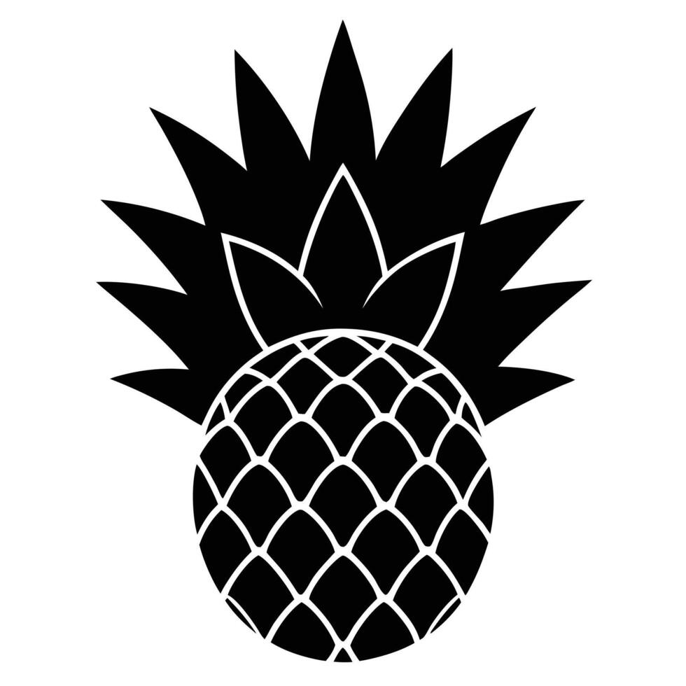 Striking Silhouette of a Ripe Pineapple, a Tropical Fruit Icon Against a White Background, Evoking a Bold and Summery Mood vector