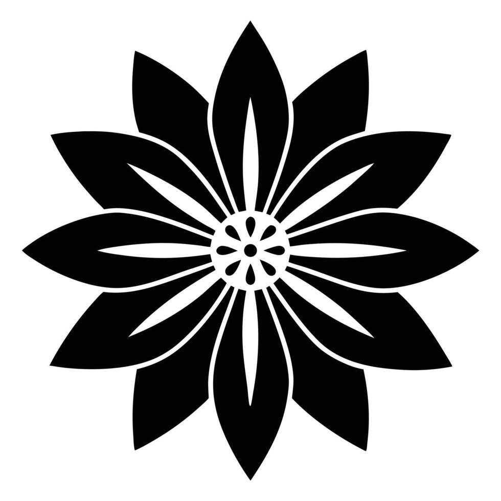 A black and white flower with a central petal vector