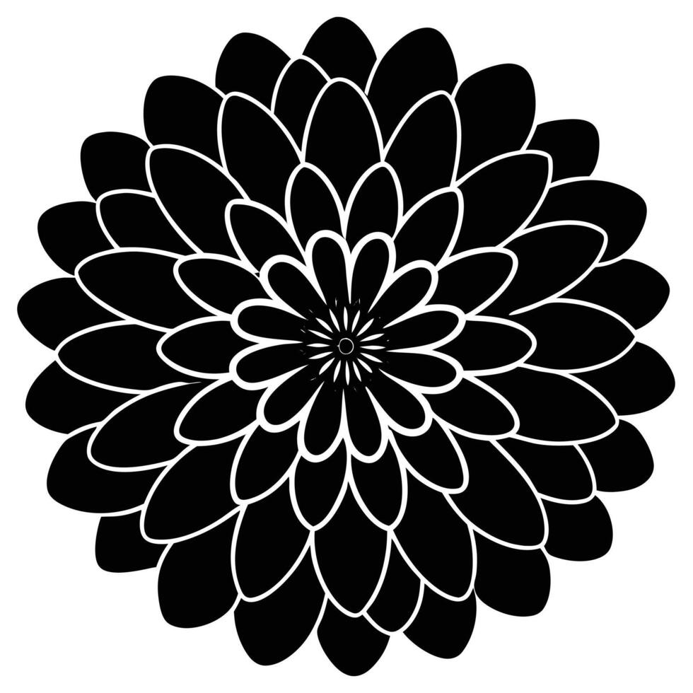 A black and white flower is shown in this illustration vector
