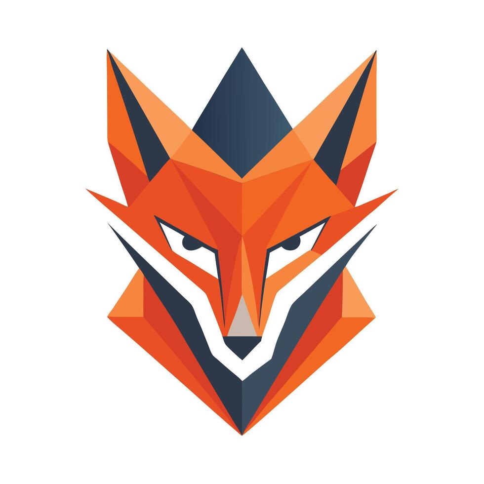 Geometric fox head illustration on white background vector