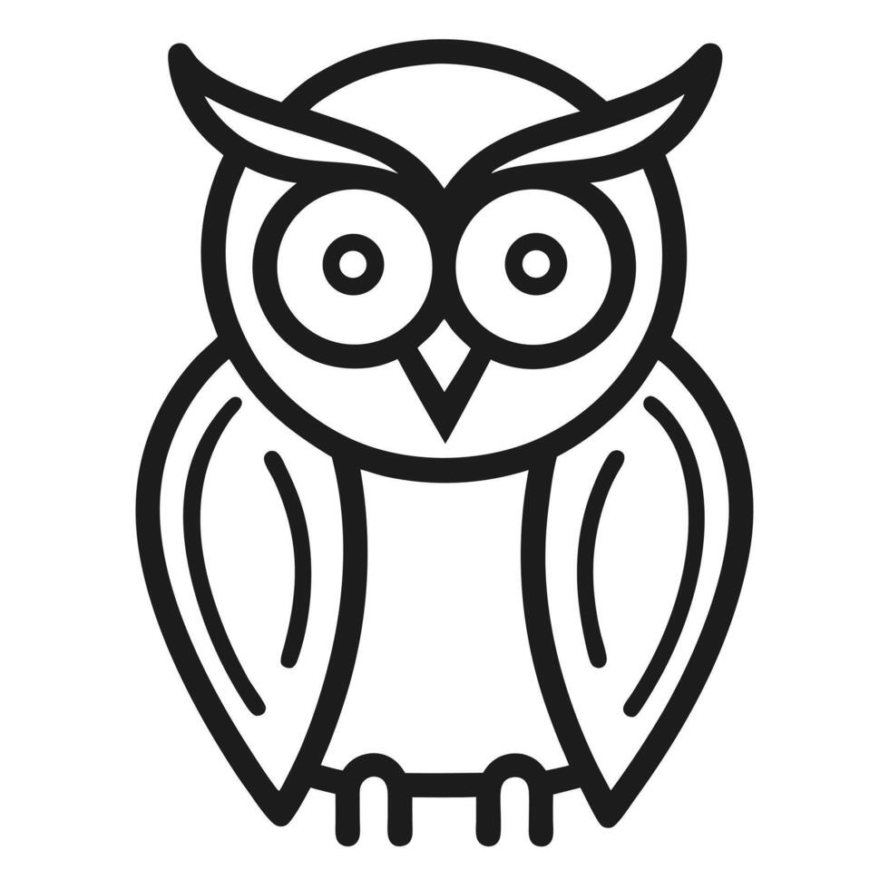 Simple black and white owl illustration vector