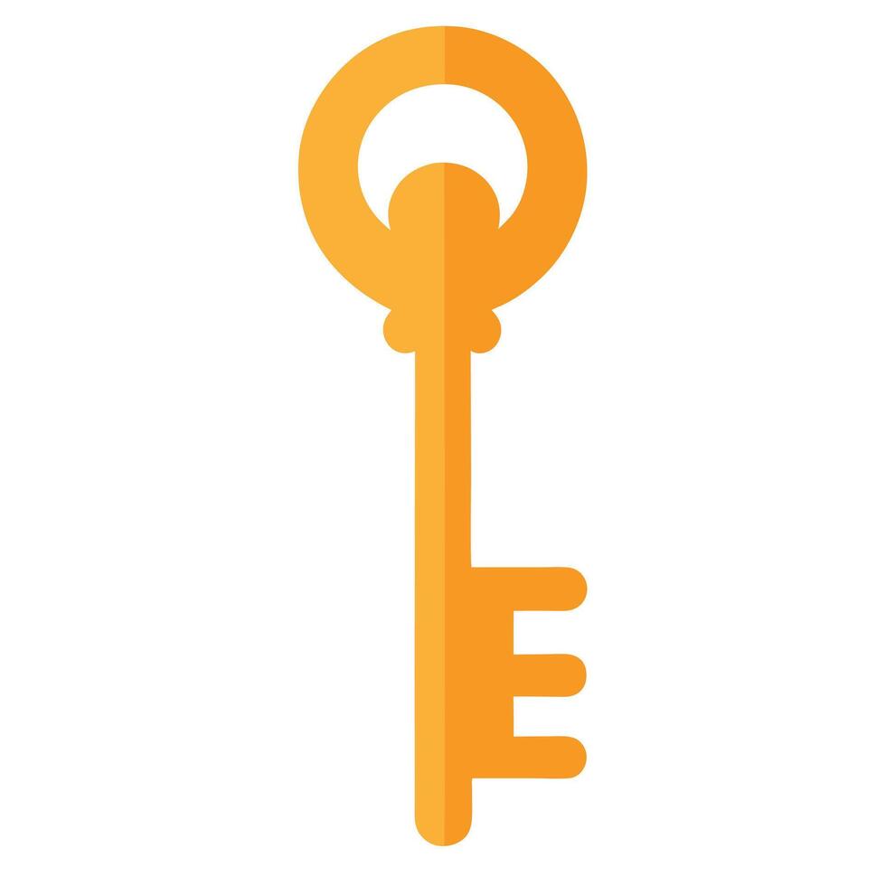 Golden key simple illustration on white background vector