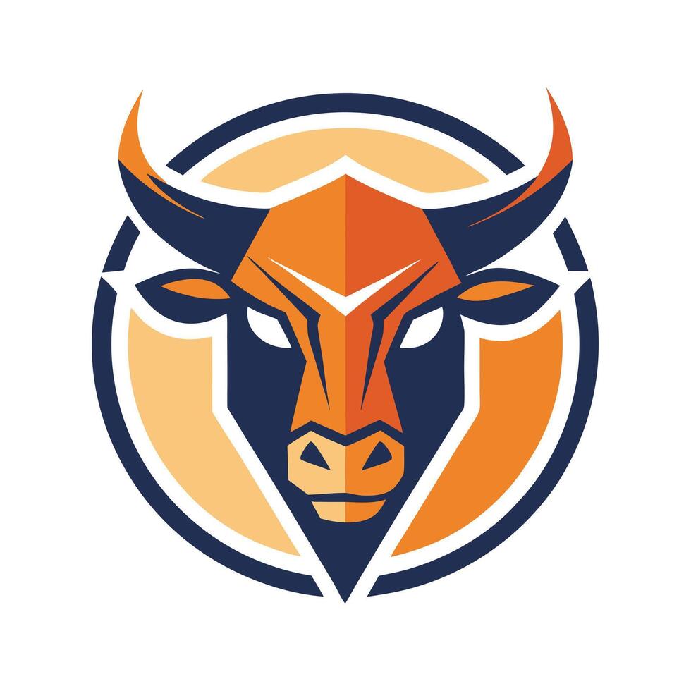 Modern geometric bull head logo design vector