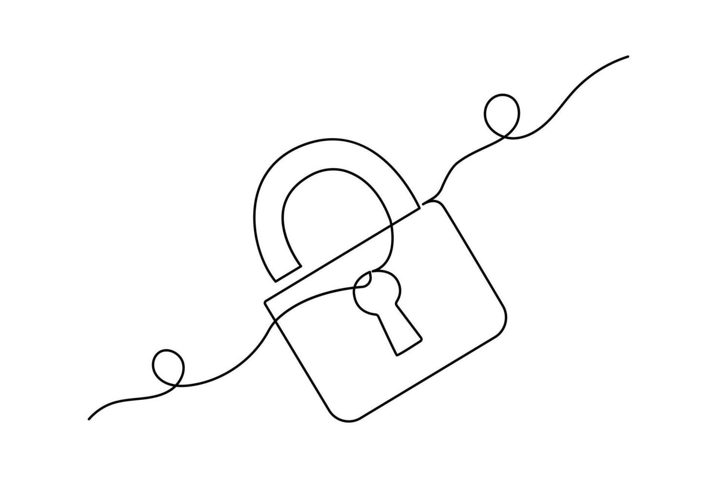 One line drawing of a lock vector