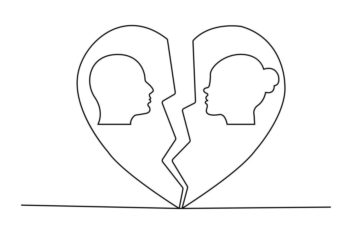 Single line heart symbol art vector