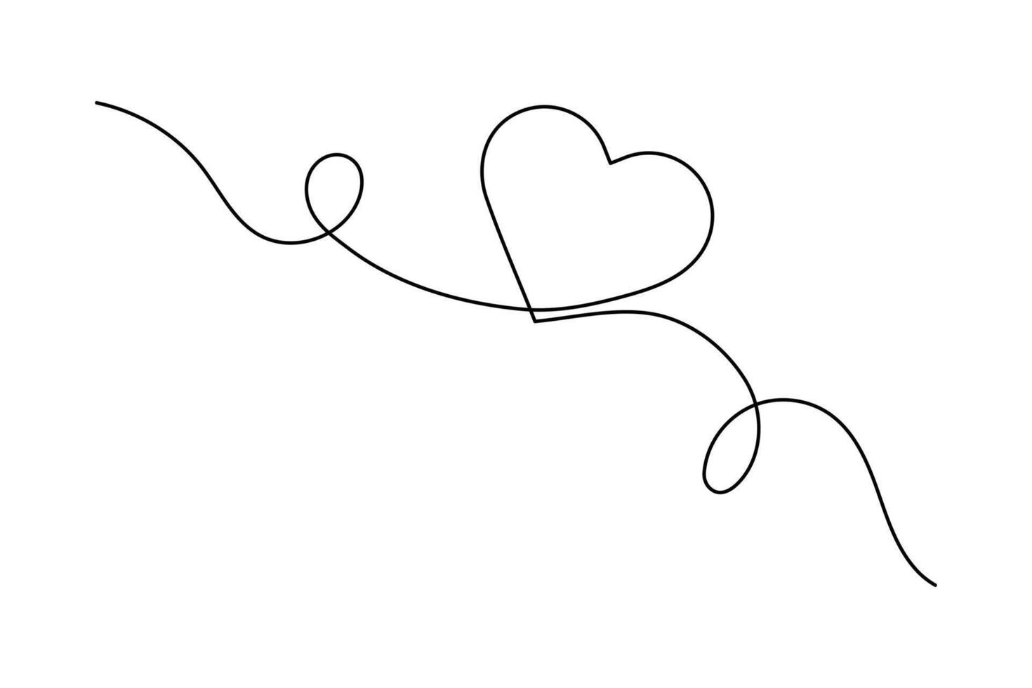Minimal heart icon with one stroke vector