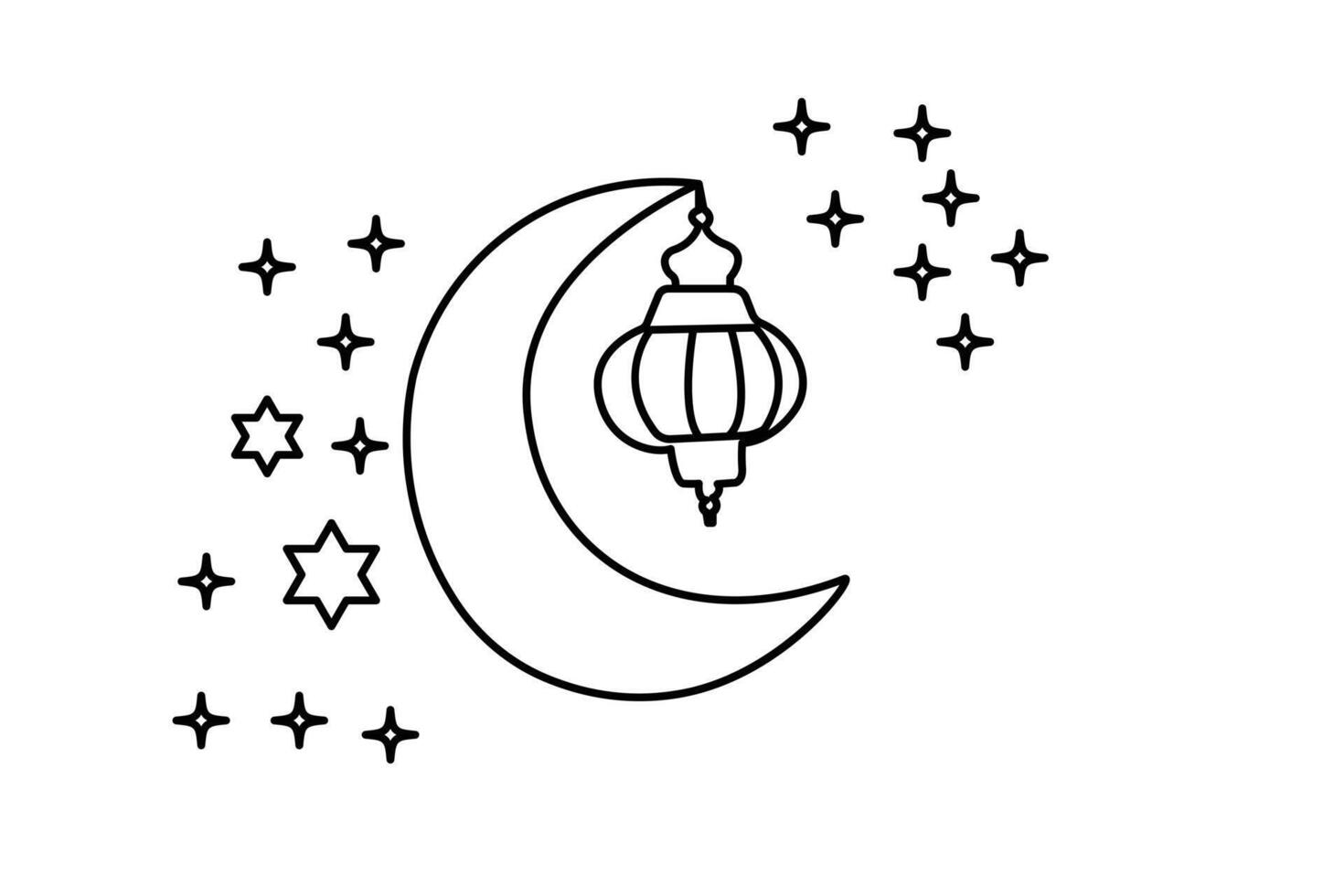 Monoline sketch of moon vector