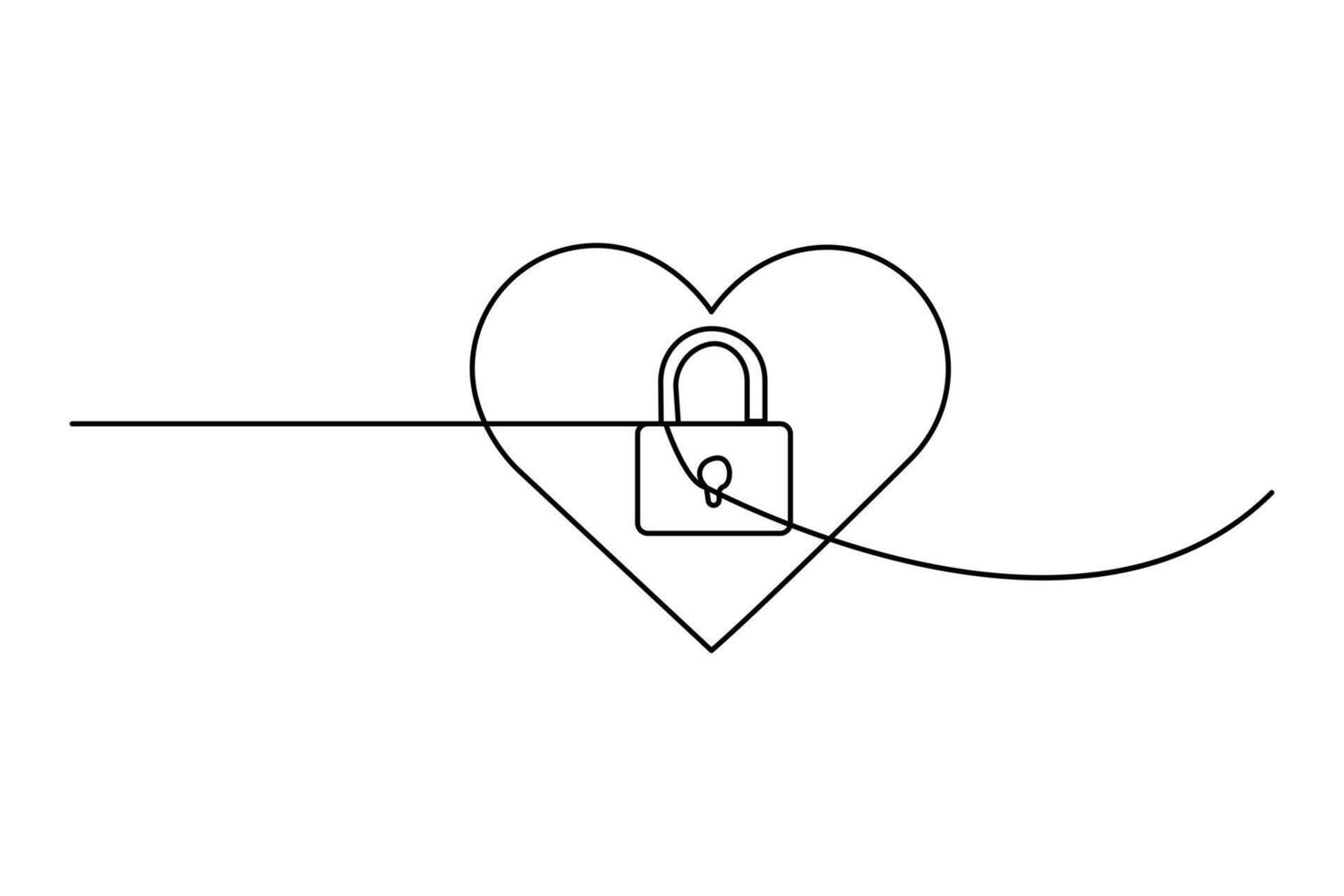 Continuous line lock illustration vector