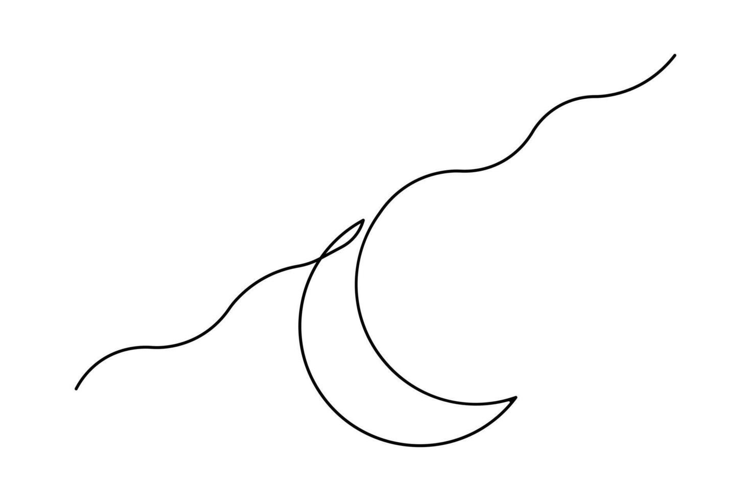 Moon symbol continuous one line drawing isolated of outline illustration vector
