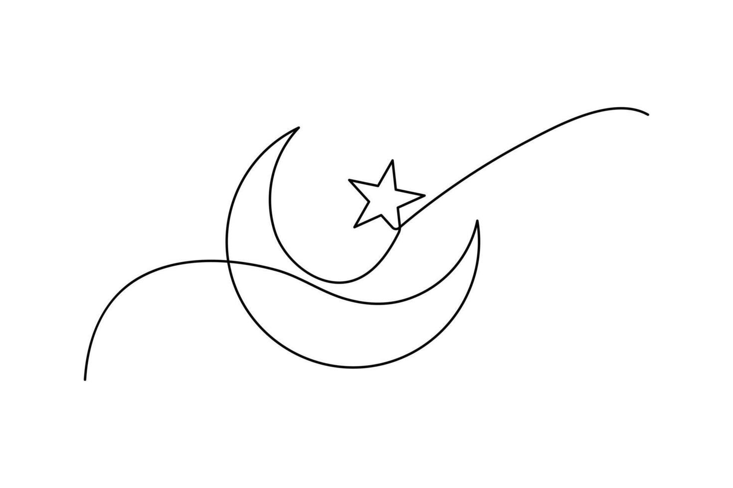 Soft moon shape line art vector