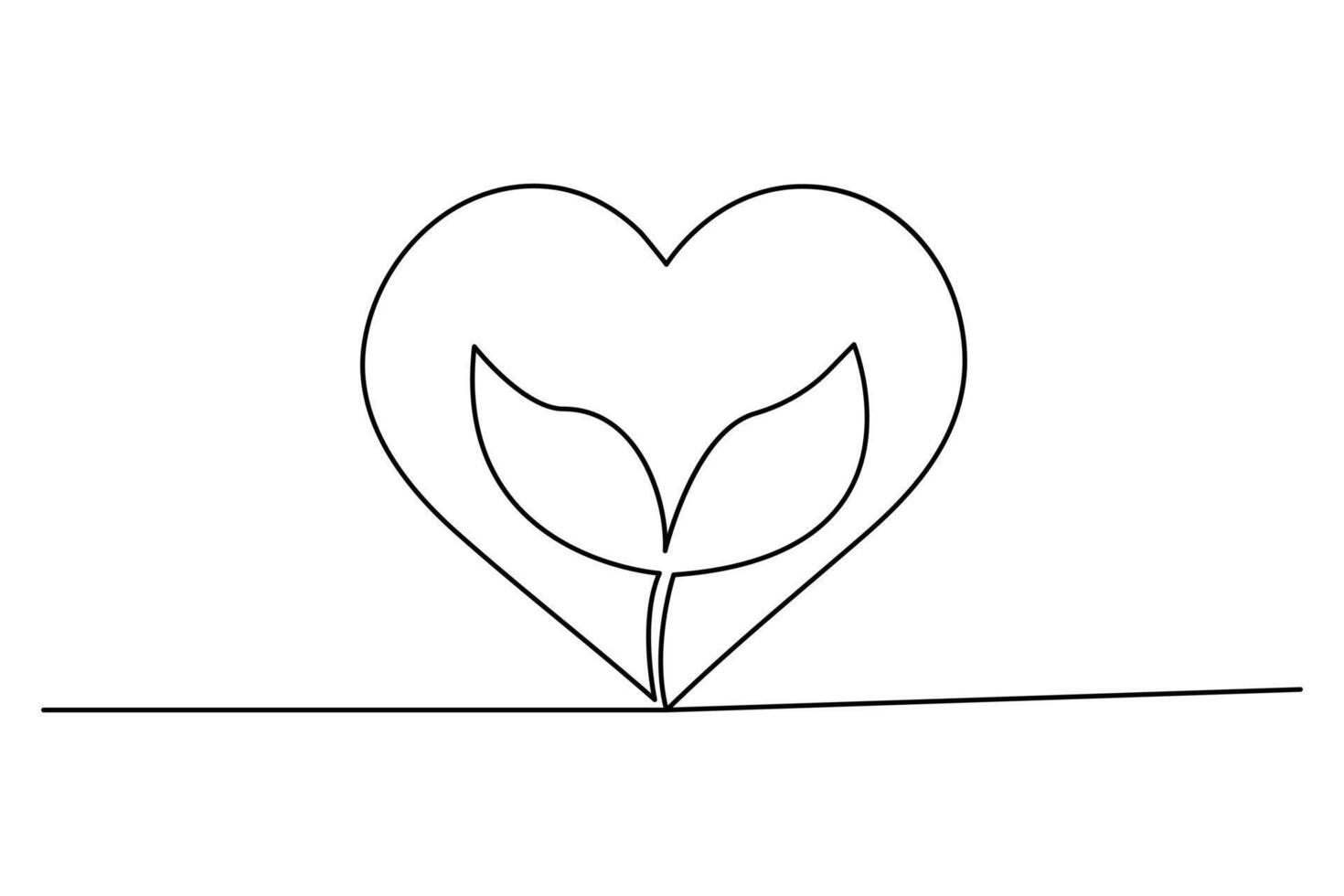 Continuous heart shape drawing vector