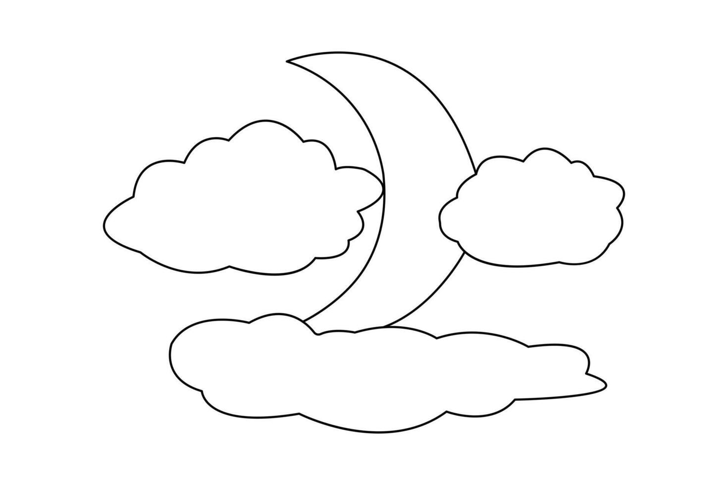 Simple outline of moon symbol vector
