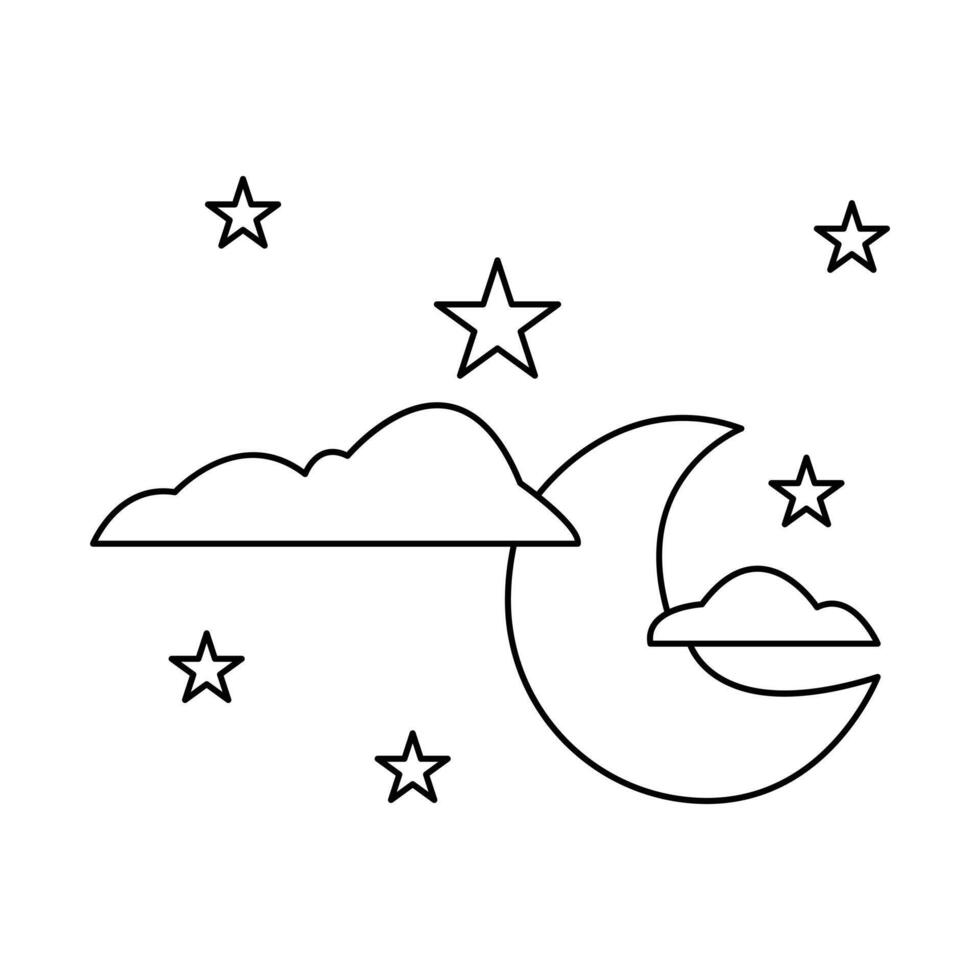 One line moon drawing minimal style vector