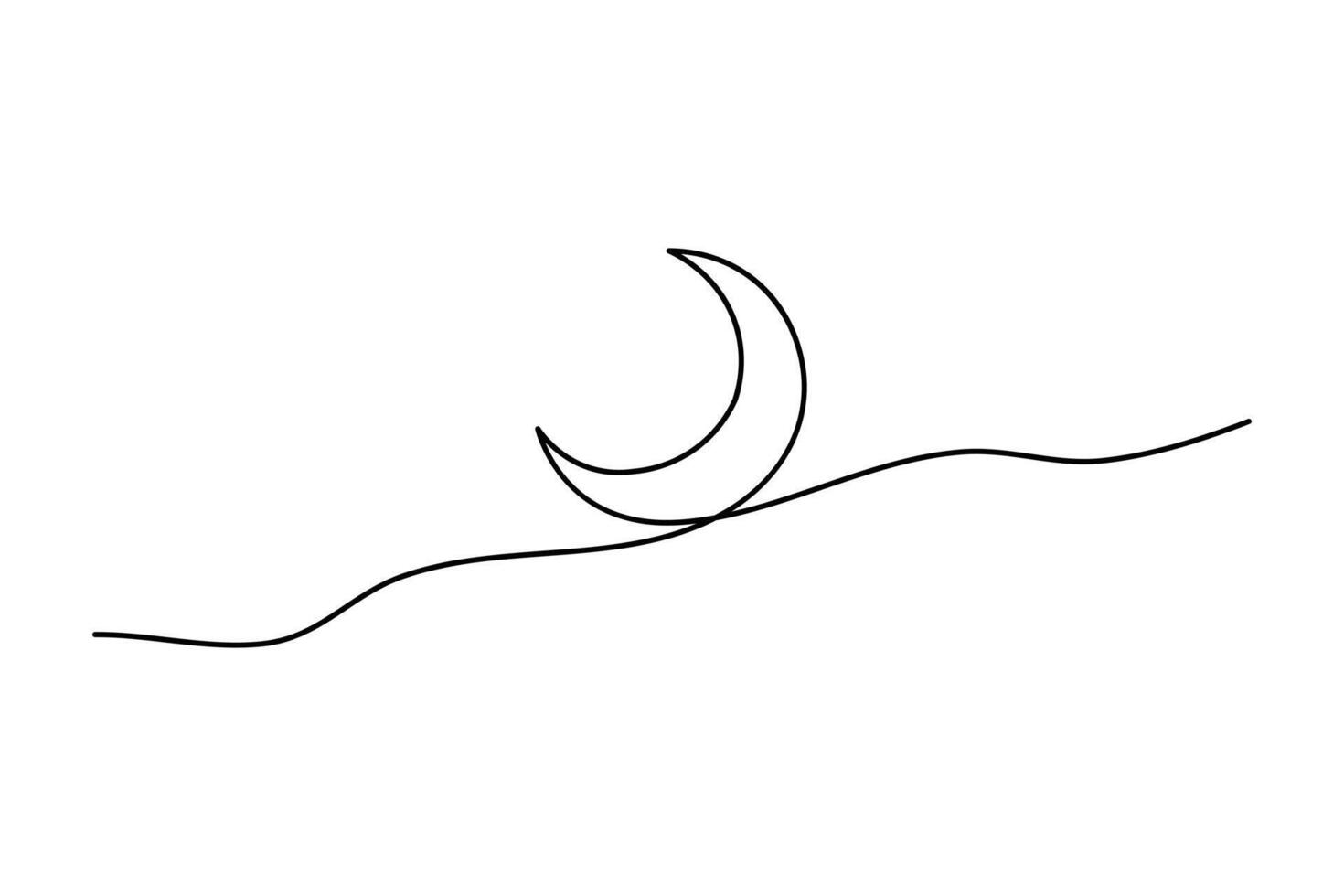 Minimalist crescent moon drawing vector