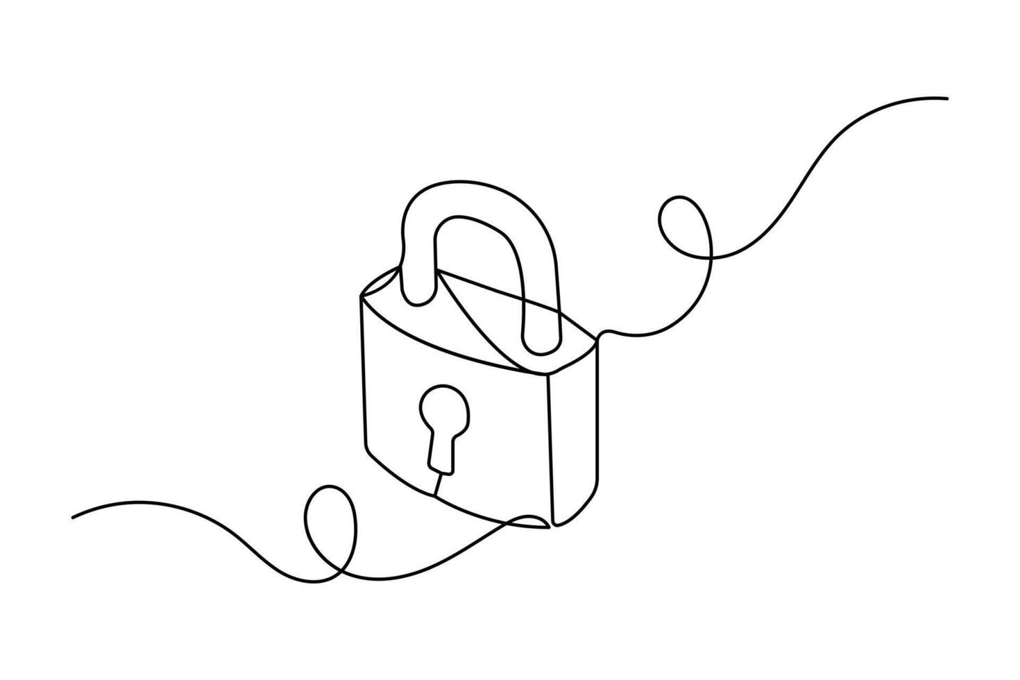 Lock drawing with simple lines vector