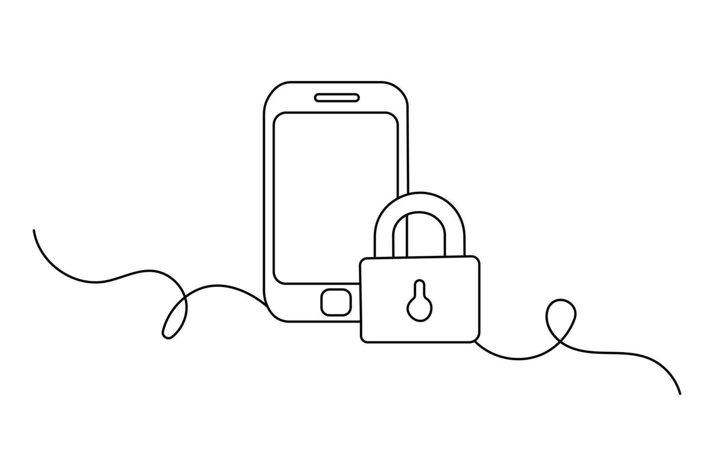 Continuous padlock illustration vector