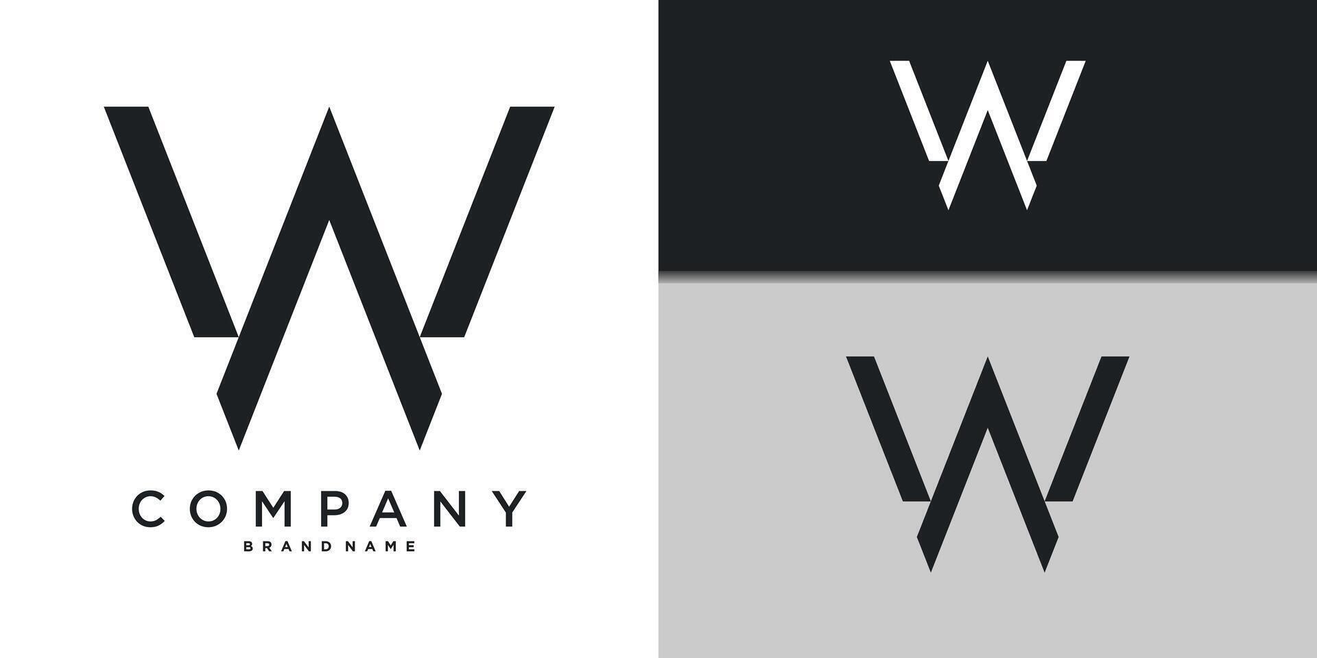 Letter W minimal logo icon design template element. Premium vector