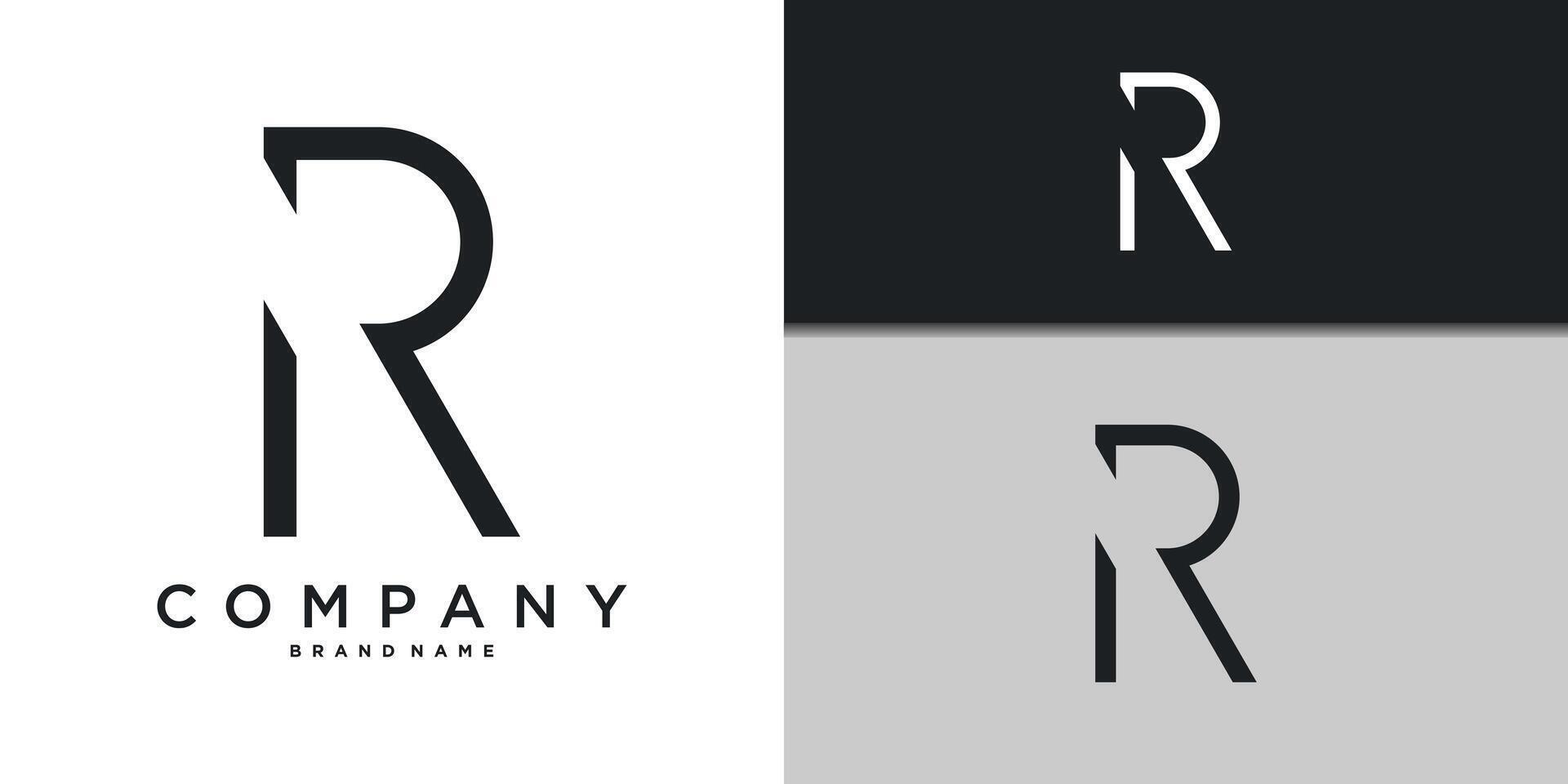 Letter R minimal logo icon design template. Premium vector