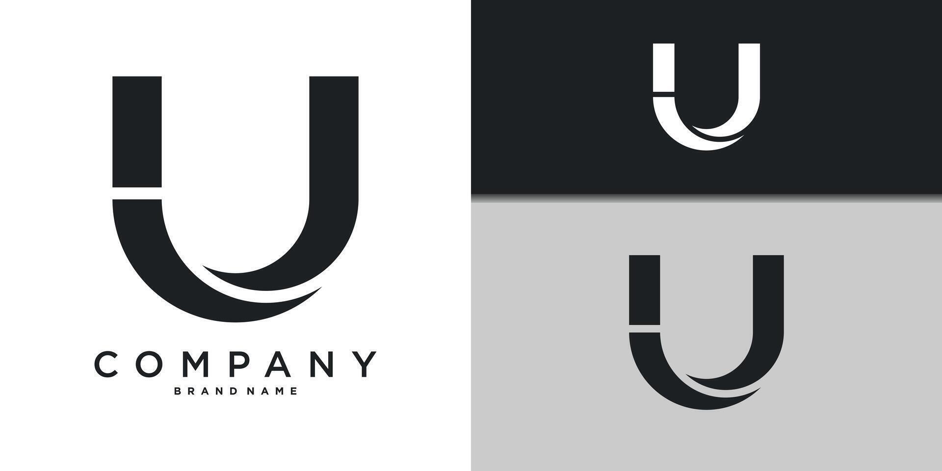 Letter U minimal logo icon design template elements. Premium vector