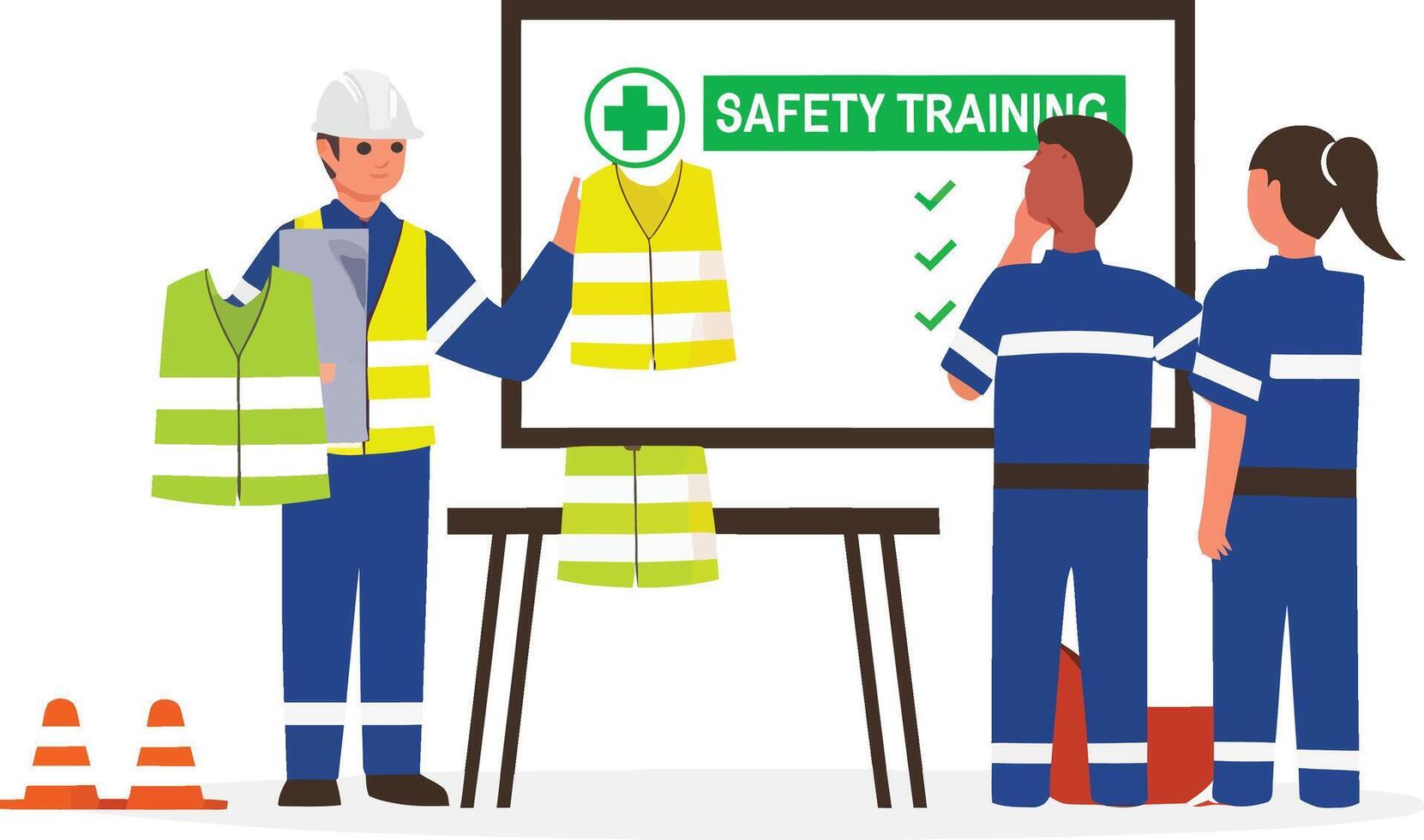 safety workers at work in construction vector