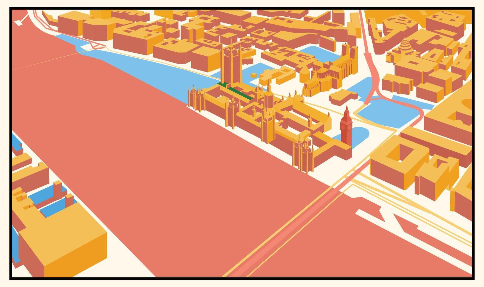 Isometric Big Ben London, England Location Map,A styled map graphic showing location area, for travel brochures poster or graphics.and design projects. vector