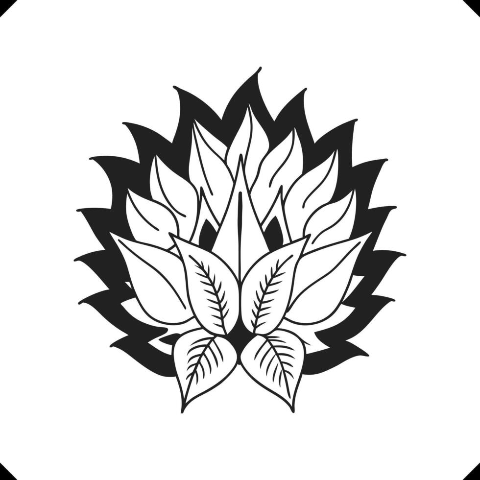 Radhachura Flower - Elegant Petal Structure, Slender Stems, and Detailed Leaf Arrangement in Line Art.eps vector