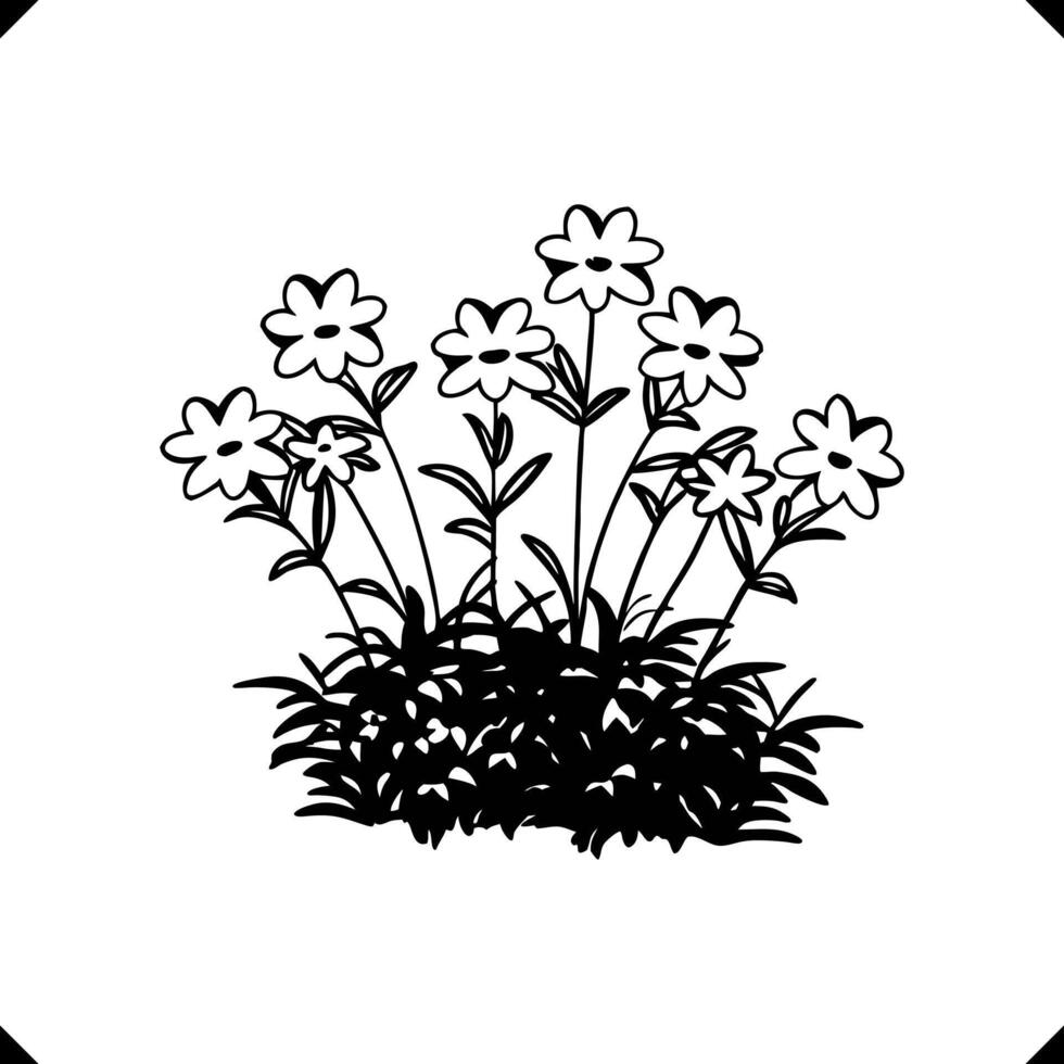 Kamini Flower -flower , Long Leaves, and Balanced Floral Composition in Line Art vector