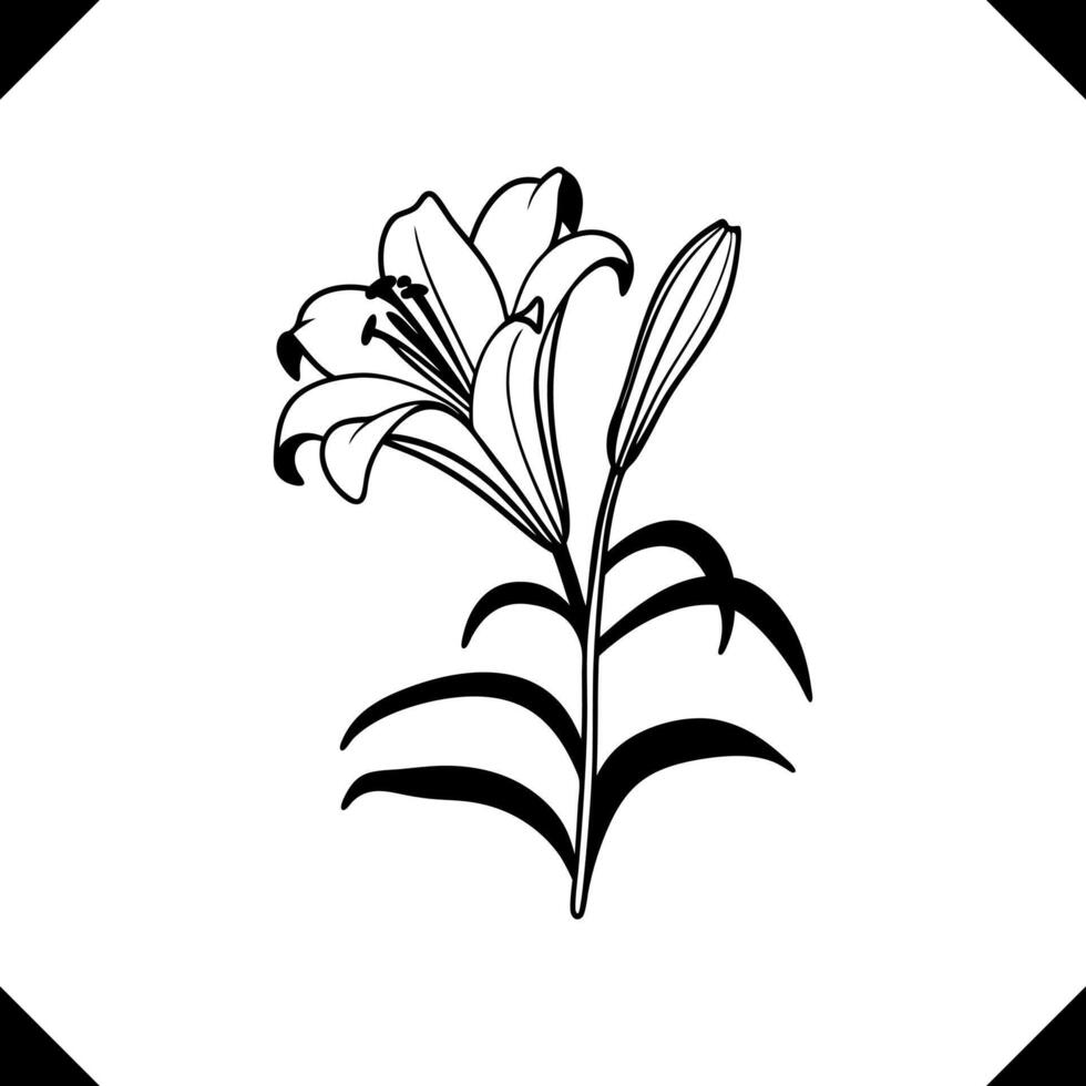 Elegant Floral - Delicate Petals, Soft Shading, Balanced Line Art Composition vector