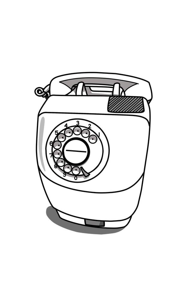Lineart black Retro Telephone box issolated on white vector