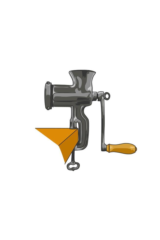 Kitchen Manual equipment for grinding meat . Kitchen tool issolated on white vector