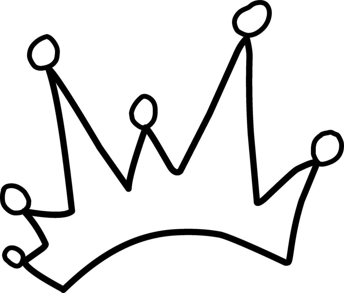 Simple crown Shape Doodle Line in Black vector