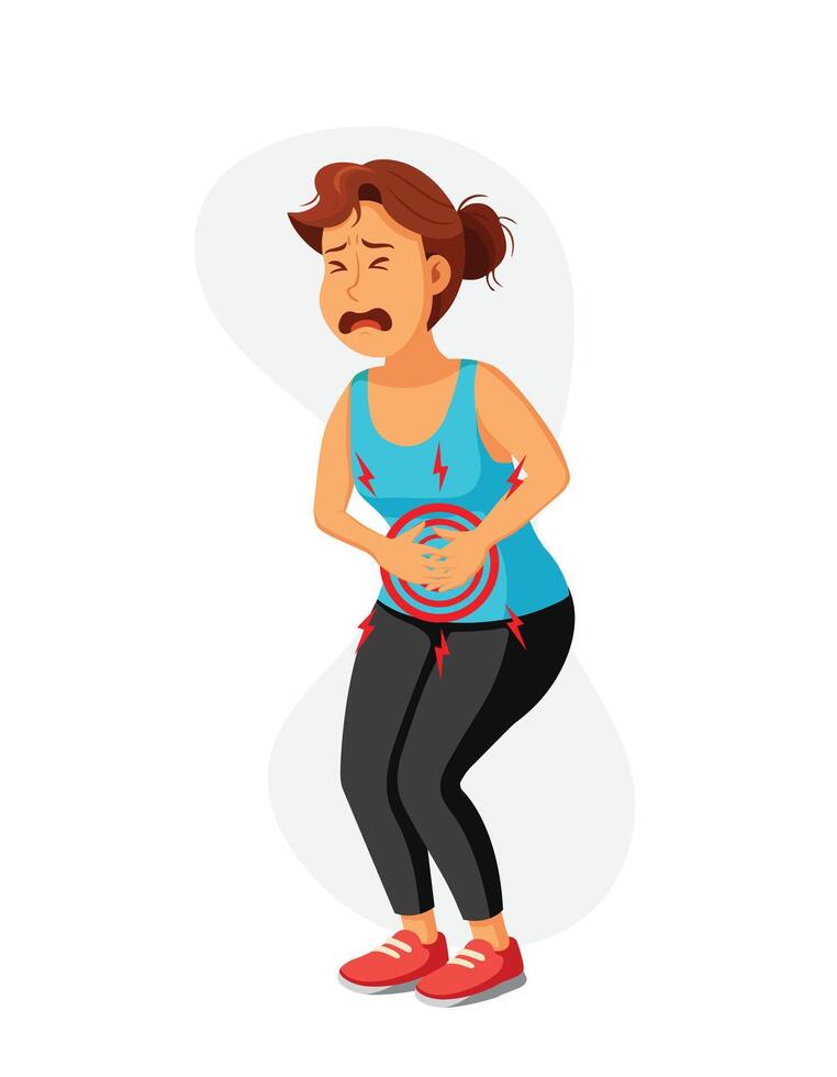 Illustration of Woman with Stomach Pain vector