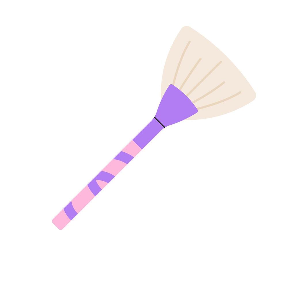 Flat style makeup brush icon. Professional cosmetic tool for applying powder or foundation. Isolated illustration on white background. vector