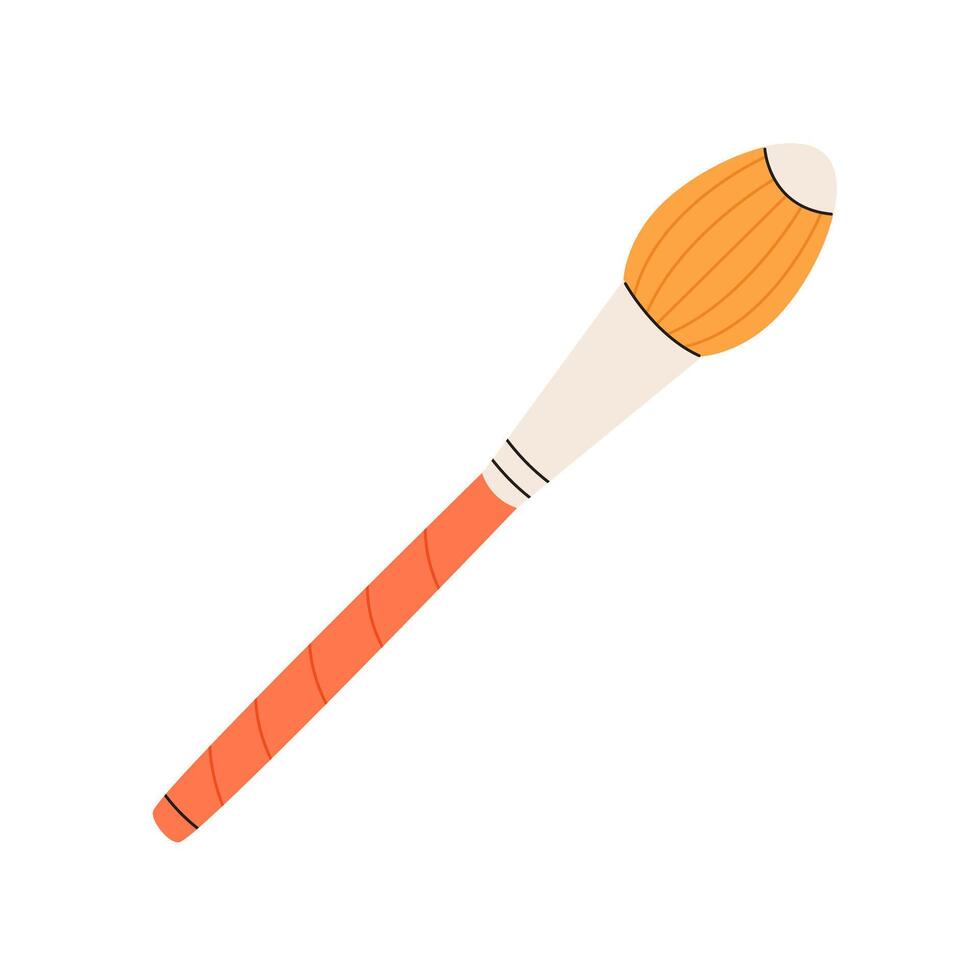 Flat illustration of a makeup brush. Beauty accessory used for blending foundation, blush, or powder. Simple design isolated on white background. vector