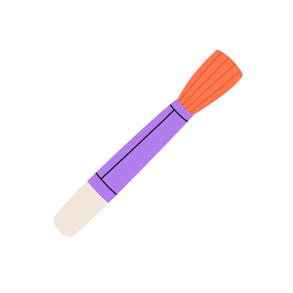 Makeup brush icon in flat style. Professional cosmetic tool for applying powder or foundation. Isolated illustration on white background. vector