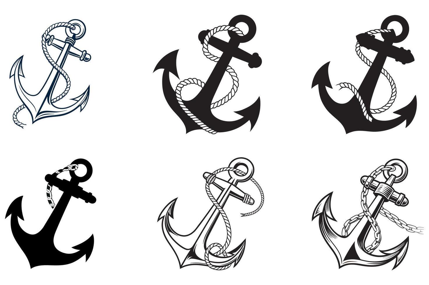 Nautical Helm and Anchor Design vector