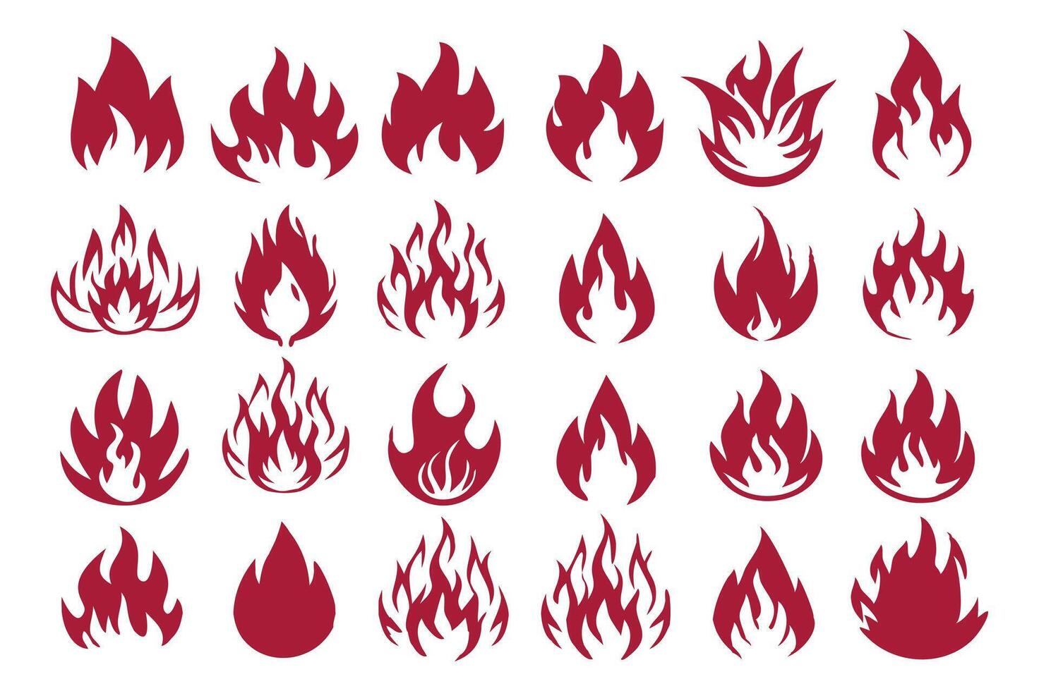 fire flames flat collection vector