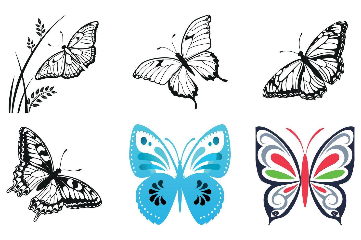 Elegant Flying Insect Illustrations vector