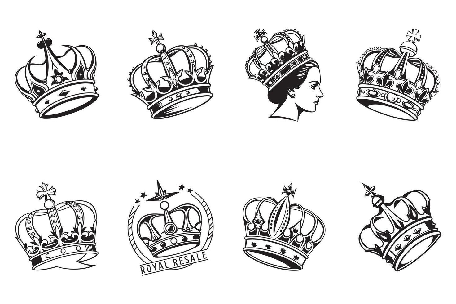 Classic Royal Tiara Line Art vector