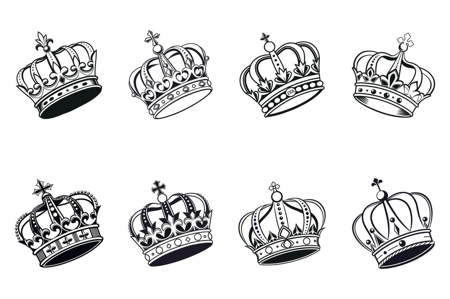 Elegant Royal Crown Set vector