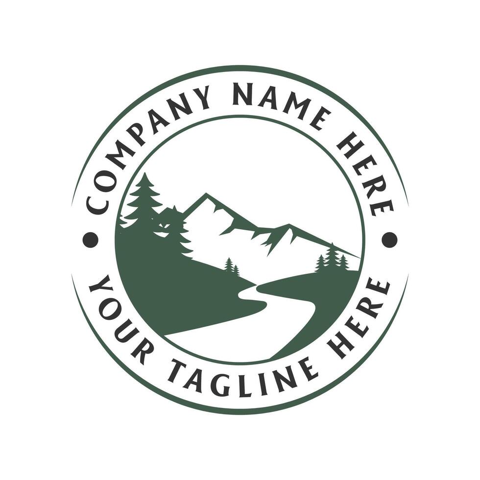 Mountain Pine Evergreen Pine Cedar Conifer Evergreen Spruce Cypress Hemlock Fir Trees Forest Badge Emblem for Outdoor vector