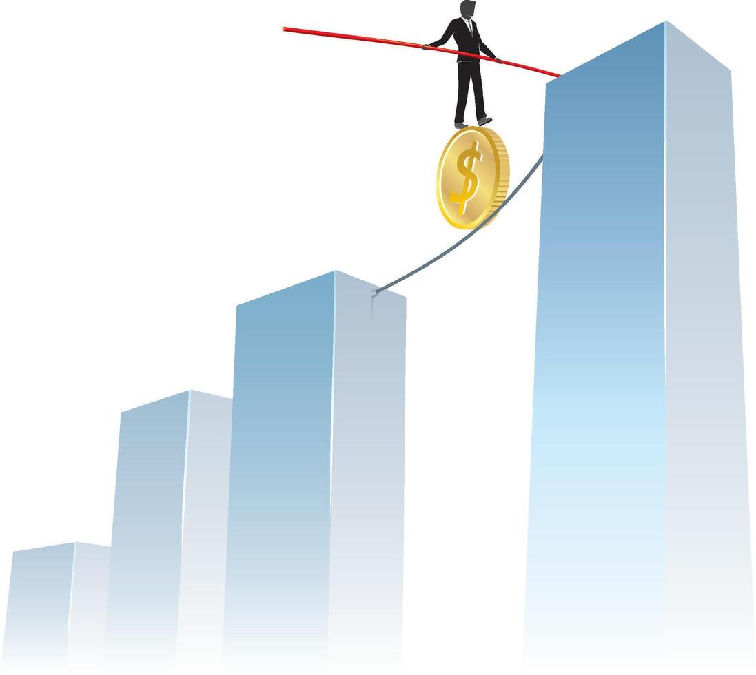 Tight Rope Crossing Graph, Crypto Currency Growth vector